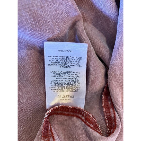 Express Blouse Button Down Snaps Size Medium Distressed Pink Collared Pockets - Picture 9 of 11